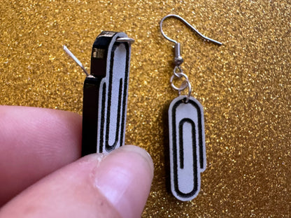 Paperclip Earrings: Laser Cut Acrylic Paper Clip Earrings, Writing, Teacher, Back to School, Stationary, Best Gifts for Her/Him/Them