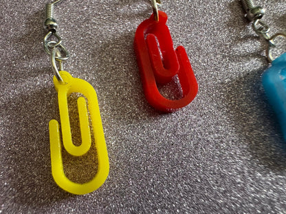 Paperclip Earrings: Laser Cut Acrylic Paper Clip Earrings, Writing, Teacher, Back to School Stationary, Colorful Best Gifts for Her/Him/Them