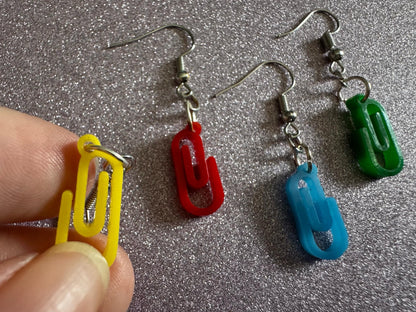 Paperclip Earrings: Laser Cut Acrylic Paper Clip Earrings, Writing, Teacher, Back to School Stationary, Colorful Best Gifts for Her/Him/Them