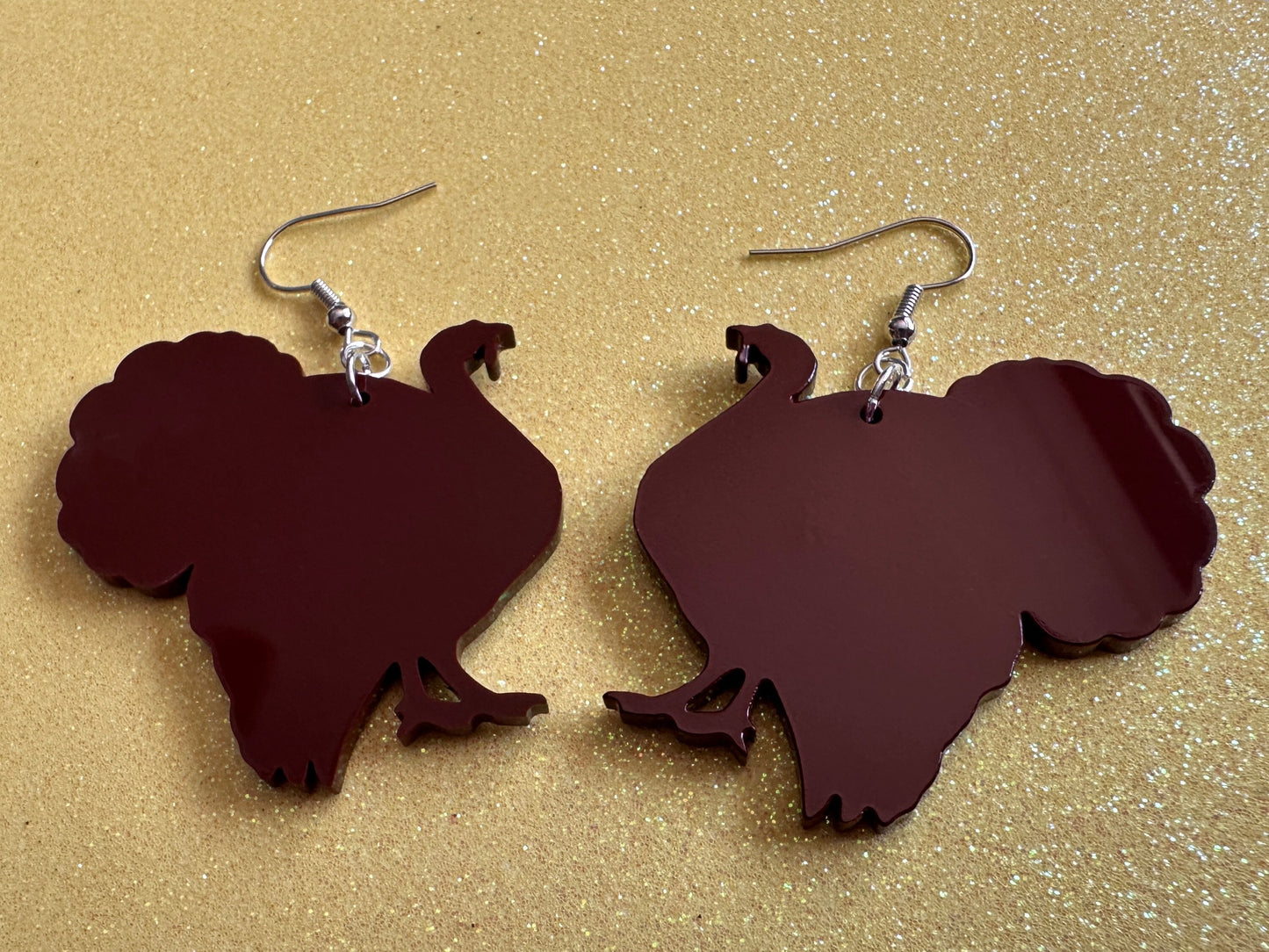 Pardoned Turkey Earrings: Thanksgiving, Holiday, Laser Cut Acrylic Turkeys, Gobble, Family, Holiday, Turkey Jewelry, Gifts for Her/Him/Them