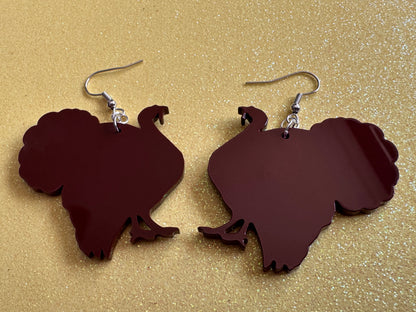 Pardoned Turkey Earrings: Thanksgiving, Holiday, Laser Cut Acrylic Turkeys, Gobble, Family, Holiday, Turkey Jewelry, Gifts for Her/Him/Them