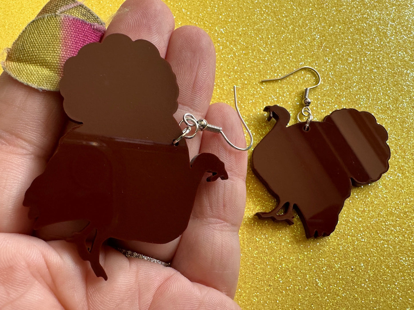 Pardoned Turkey Earrings: Thanksgiving, Holiday, Laser Cut Acrylic Turkeys, Gobble, Family, Holiday, Turkey Jewelry, Gifts for Her/Him/Them