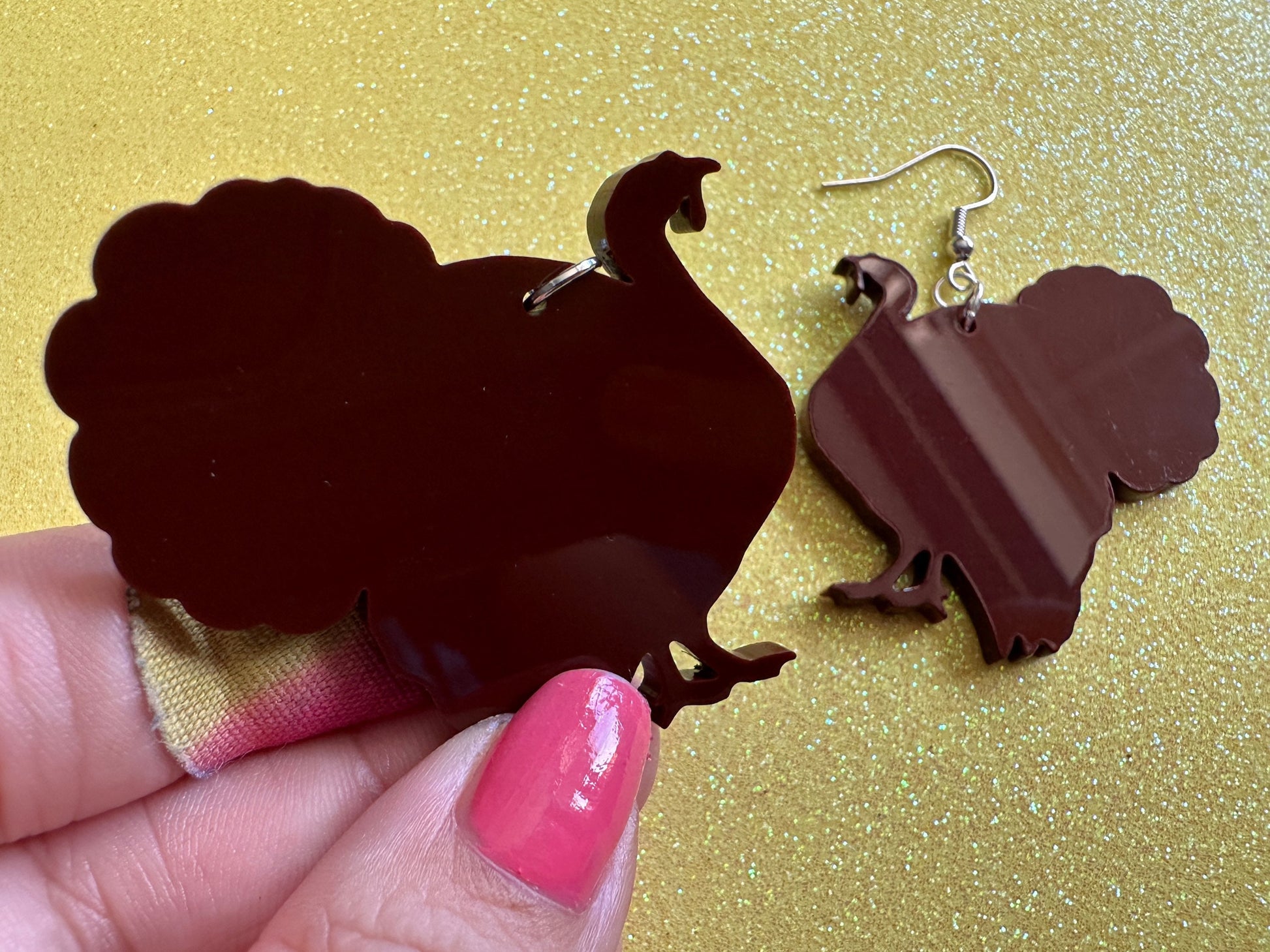 Pardoned Turkey Earrings: Thanksgiving, Holiday, Laser Cut Acrylic Turkeys, Gobble, Family, Holiday, Turkey Jewelry, Gifts for Her/Him/Them
