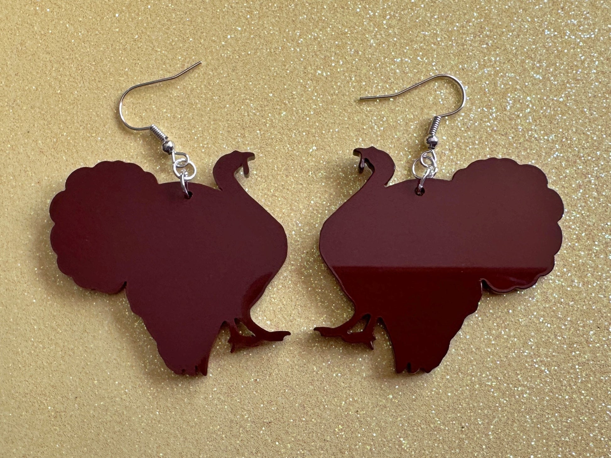 Pardoned Turkey Earrings: Thanksgiving, Holiday, Laser Cut Acrylic Turkeys, Gobble, Family, Holiday, Turkey Jewelry, Gifts for Her/Him/Them