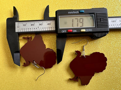 Pardoned Turkey Earrings: Thanksgiving, Holiday, Laser Cut Acrylic Turkeys, Gobble, Family, Holiday, Turkey Jewelry, Gifts for Her/Him/Them