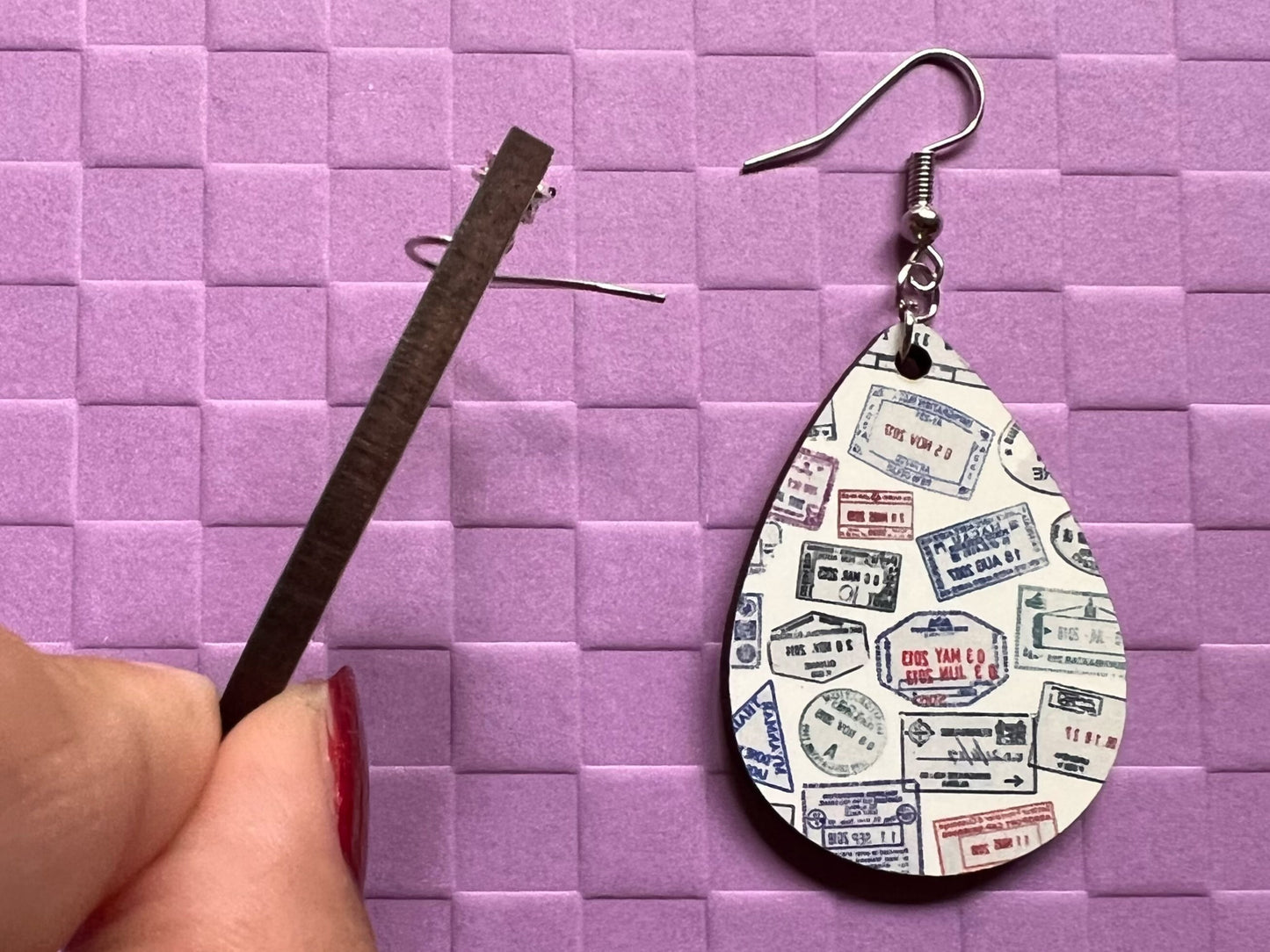 Passport Stamp Earrings: Travel, Traveler, Stamps, Sublimated, Best Gifts for Her/Him/Them