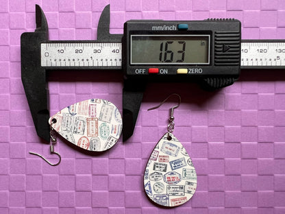 Passport Stamp Earrings: Travel, Traveler, Stamps, Sublimated, Best Gifts for Her/Him/Them
