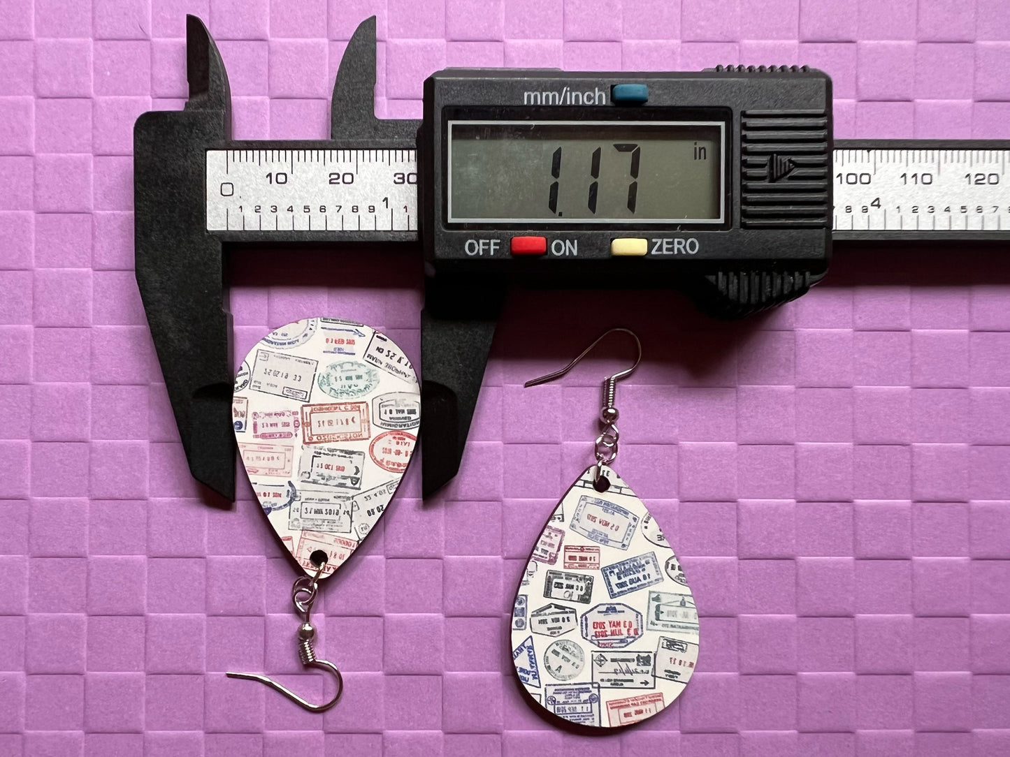 Passport Stamp Earrings: Travel, Traveler, Stamps, Sublimated, Best Gifts for Her/Him/Them
