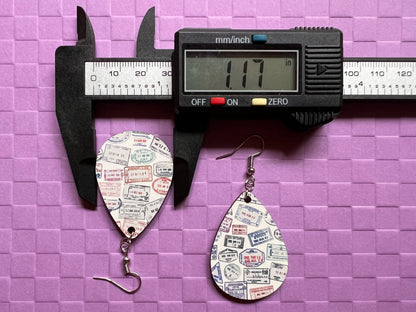 Passport Stamp Earrings: Travel, Traveler, Stamps, Sublimated, Best Gifts for Her/Him/Them