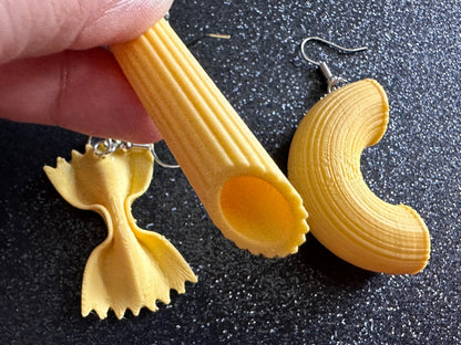 Pasta Earrings: 3D Printed Traffic Penne Pasta, Italian Food, Novelty Earrings, Tortiglioni, Bow Tie Pasta, Best Gifts for Her/Him/Them