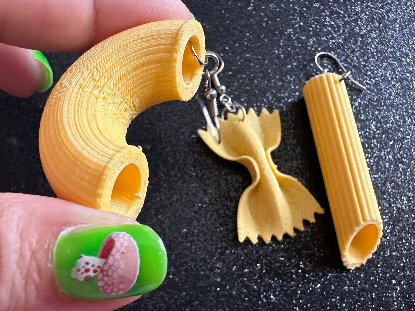 Pasta Earrings: 3D Printed Traffic Penne Pasta, Italian Food, Novelty Earrings, Tortiglioni, Bow Tie Pasta, Best Gifts for Her/Him/Them