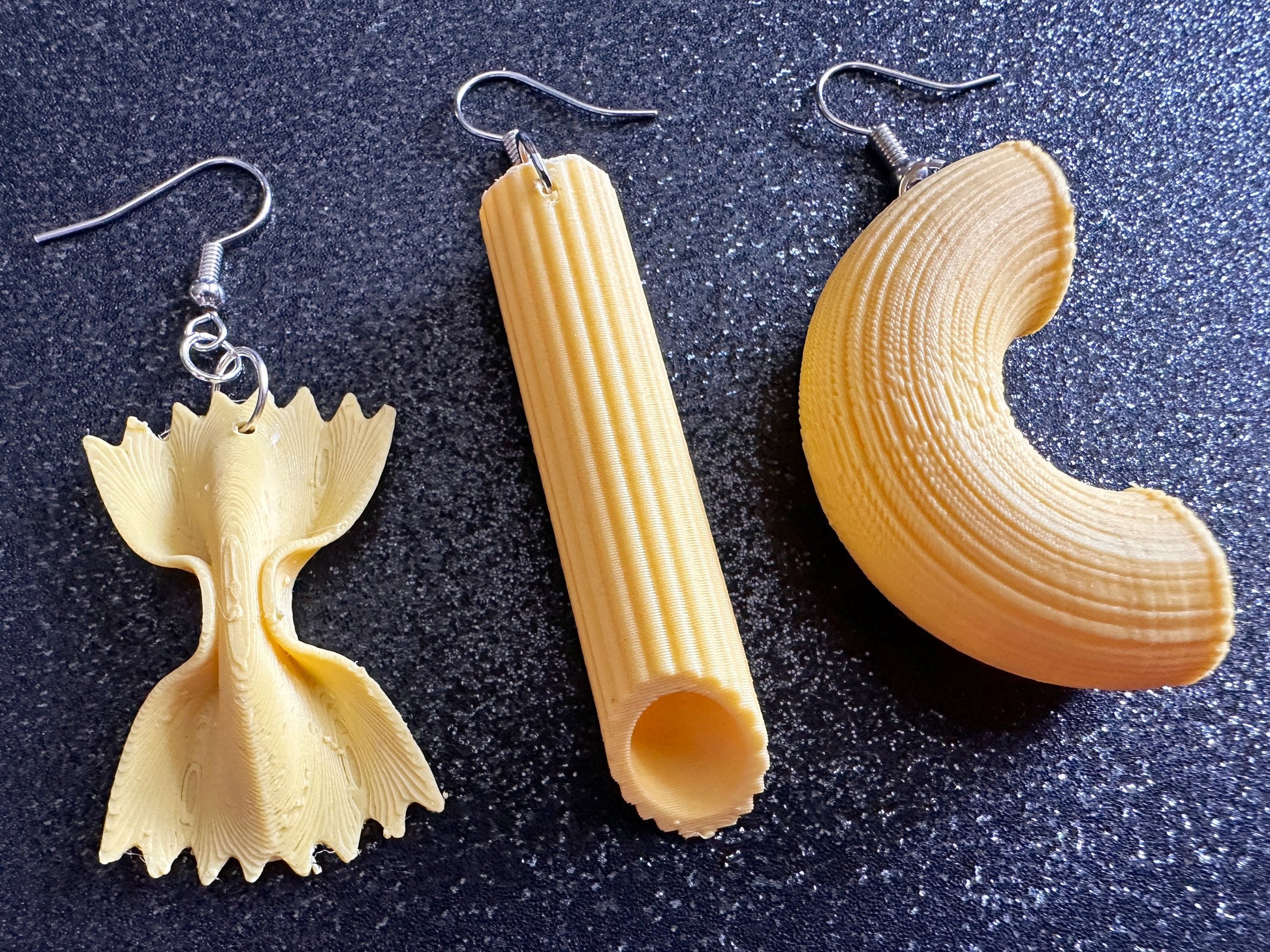 Pasta Earrings: 3D Printed Traffic Penne Pasta, Italian Food, Novelty Earrings, Tortiglioni, Bow Tie Pasta, Best Gifts for Her/Him/Them