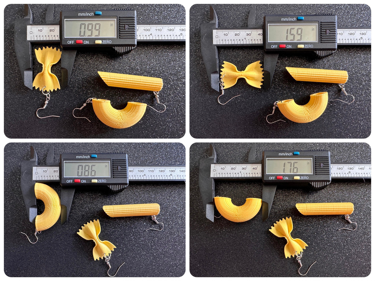 Pasta Earrings: 3D Printed Traffic Penne Pasta, Italian Food, Novelty Earrings, Tortiglioni, Bow Tie Pasta, Best Gifts for Her/Him/Them