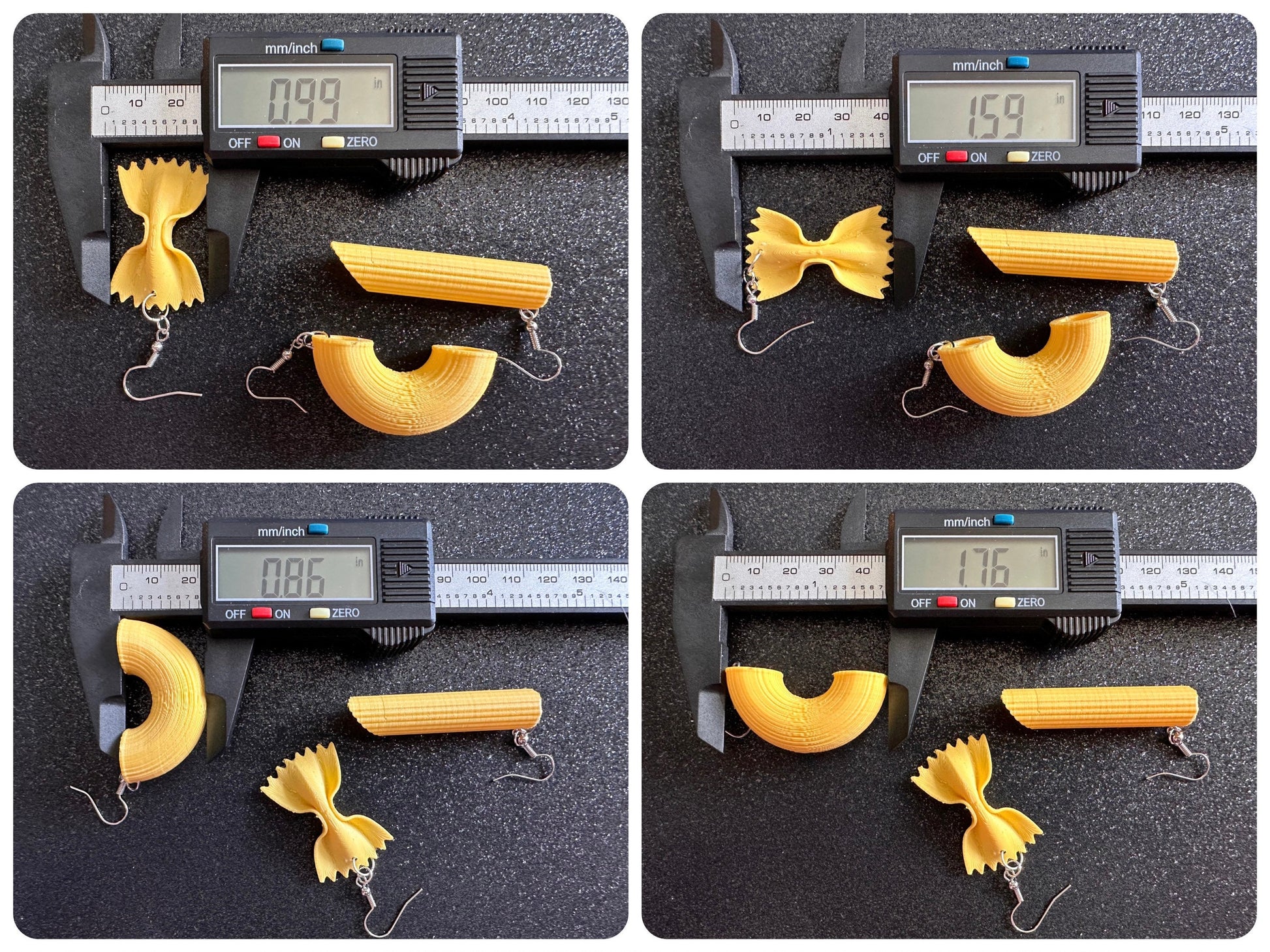 Pasta Earrings: 3D Printed Traffic Penne Pasta, Italian Food, Novelty Earrings, Tortiglioni, Bow Tie Pasta, Best Gifts for Her/Him/Them