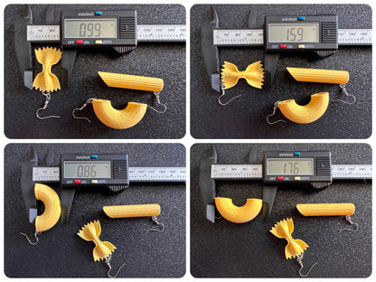 Pasta Earrings: 3D Printed Traffic Penne Pasta, Italian Food, Novelty Earrings, Tortiglioni, Bow Tie Pasta, Best Gifts for Her/Him/Them