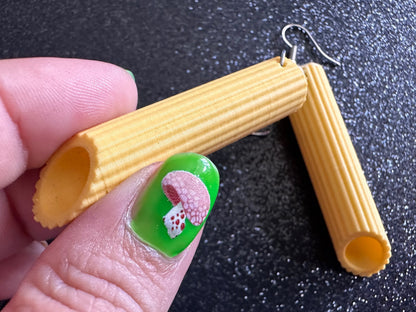 Pasta Earrings: 3D Printed Traffic Penne Pasta, Italian Food, Novelty Earrings, Tortiglioni, Pennete Rigate, Best Gifts for Her/Him/Them