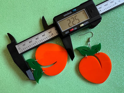 Peach Earrings: Laser Cut Acrylic Peaches, Fruit, Food Earrings, Nectarines, Apricots, Summer Vibes, Georgia State, Gifts for Her/Him/Them