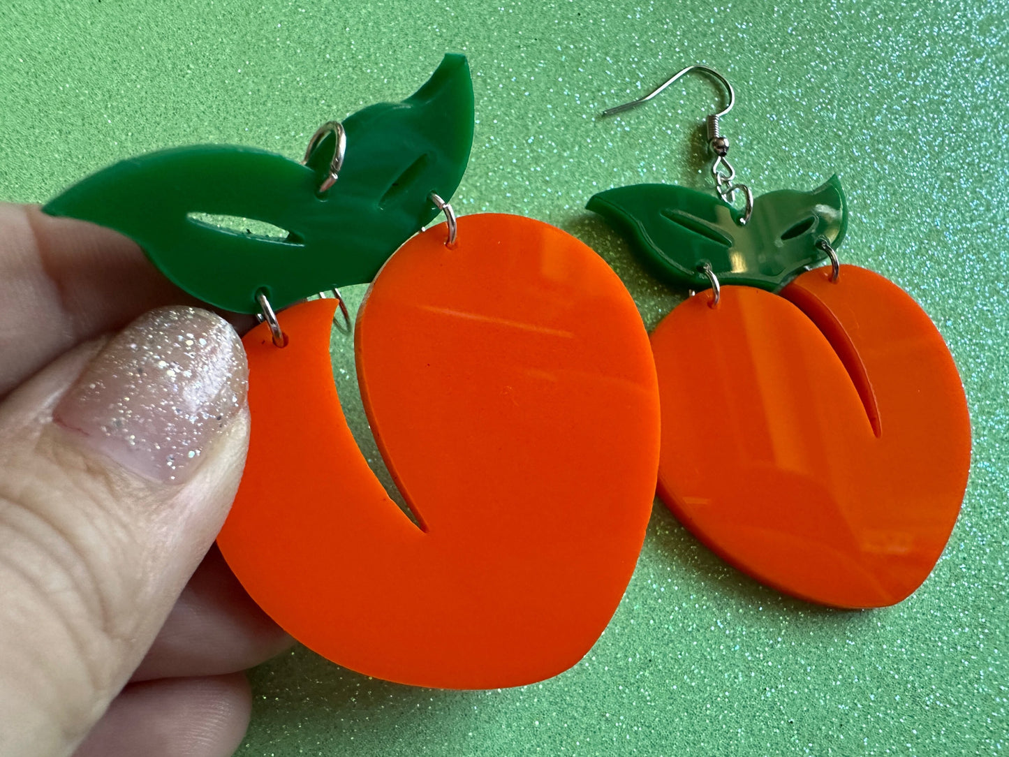 Peach Earrings: Laser Cut Acrylic Peaches, Fruit, Food Earrings, Nectarines, Apricots, Summer Vibes, Georgia State, Gifts for Her/Him/Them