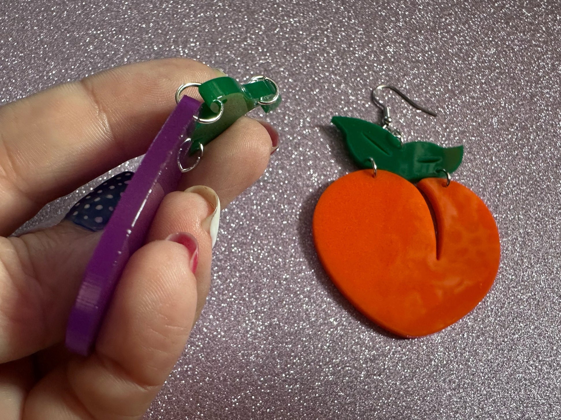 Peach & Eggplant Earrings: Laser Cut Acrylic Emojis, Fruit, Food Earrings, Obergine, Emoji, Summer Vibes, Best Gifts for Her/Him/Them