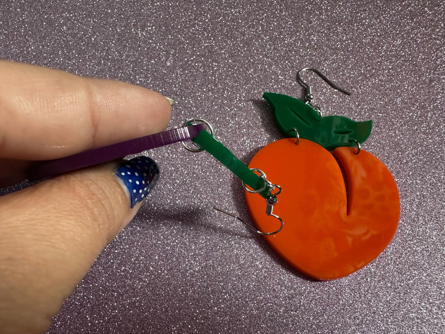 Peach & Eggplant Earrings: Laser Cut Acrylic Emojis, Fruit, Food Earrings, Obergine, Emoji, Summer Vibes, Best Gifts for Her/Him/Them