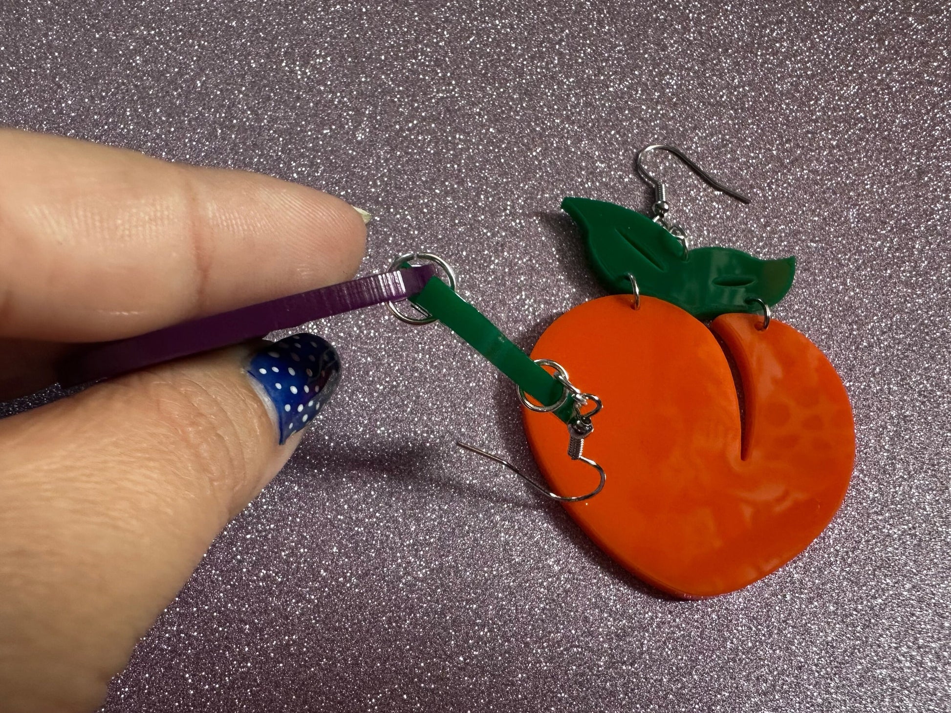 Peach & Eggplant Earrings: Laser Cut Acrylic Emojis, Fruit, Food Earrings, Obergine, Emoji, Summer Vibes, Best Gifts for Her/Him/Them