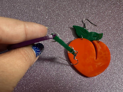 Peach & Eggplant Earrings: Laser Cut Acrylic Emojis, Fruit, Food Earrings, Obergine, Emoji, Summer Vibes, Best Gifts for Her/Him/Them