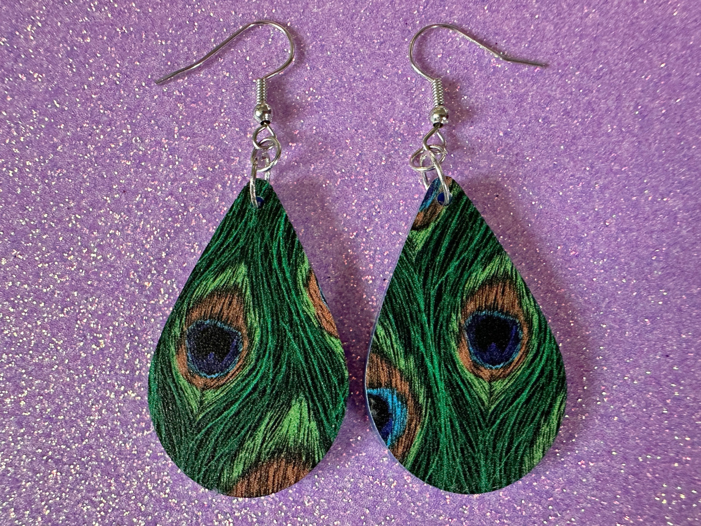 Peacock Feather Earrings: Laser Cut Acrylic Peacocks, Colorful Birds, Flamboyant, Novelty Earrings, Maximalism, Best Gifts for Her/Him/Them