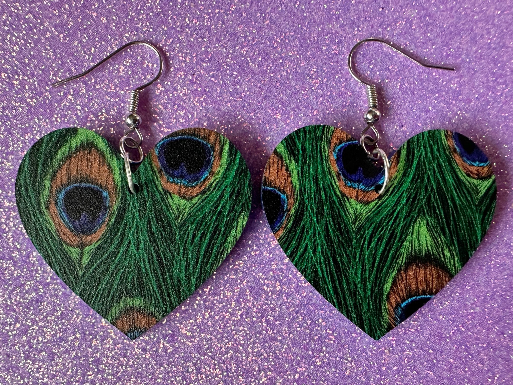 Peacock Feather Earrings: Laser Cut Acrylic Peacocks, Colorful Birds, Flamboyant, Novelty Earrings, Maximalism, Best Gifts for Her/Him/Them