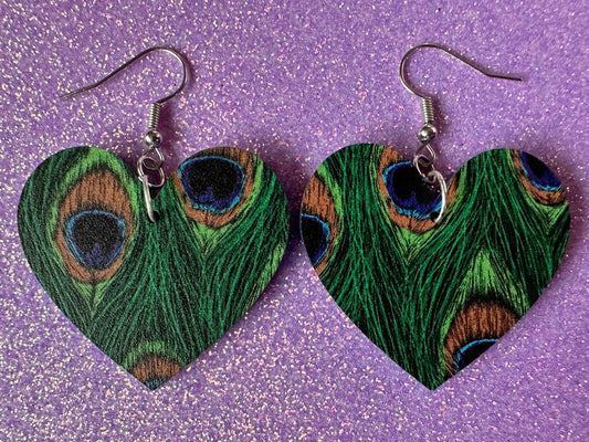 Peacock Feather Earrings: Laser Cut Acrylic Peacocks, Colorful Birds, Flamboyant, Novelty Earrings, Maximalism, Best Gifts for Her/Him/Them