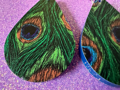 Peacock Feather Earrings: Laser Cut Acrylic Peacocks, Colorful Birds, Flamboyant, Novelty Earrings, Maximalism, Best Gifts for Her/Him/Them