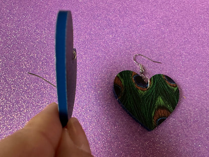 Peacock Feather Earrings: Laser Cut Acrylic Peacocks, Colorful Birds, Flamboyant, Novelty Earrings, Maximalism, Best Gifts for Her/Him/Them