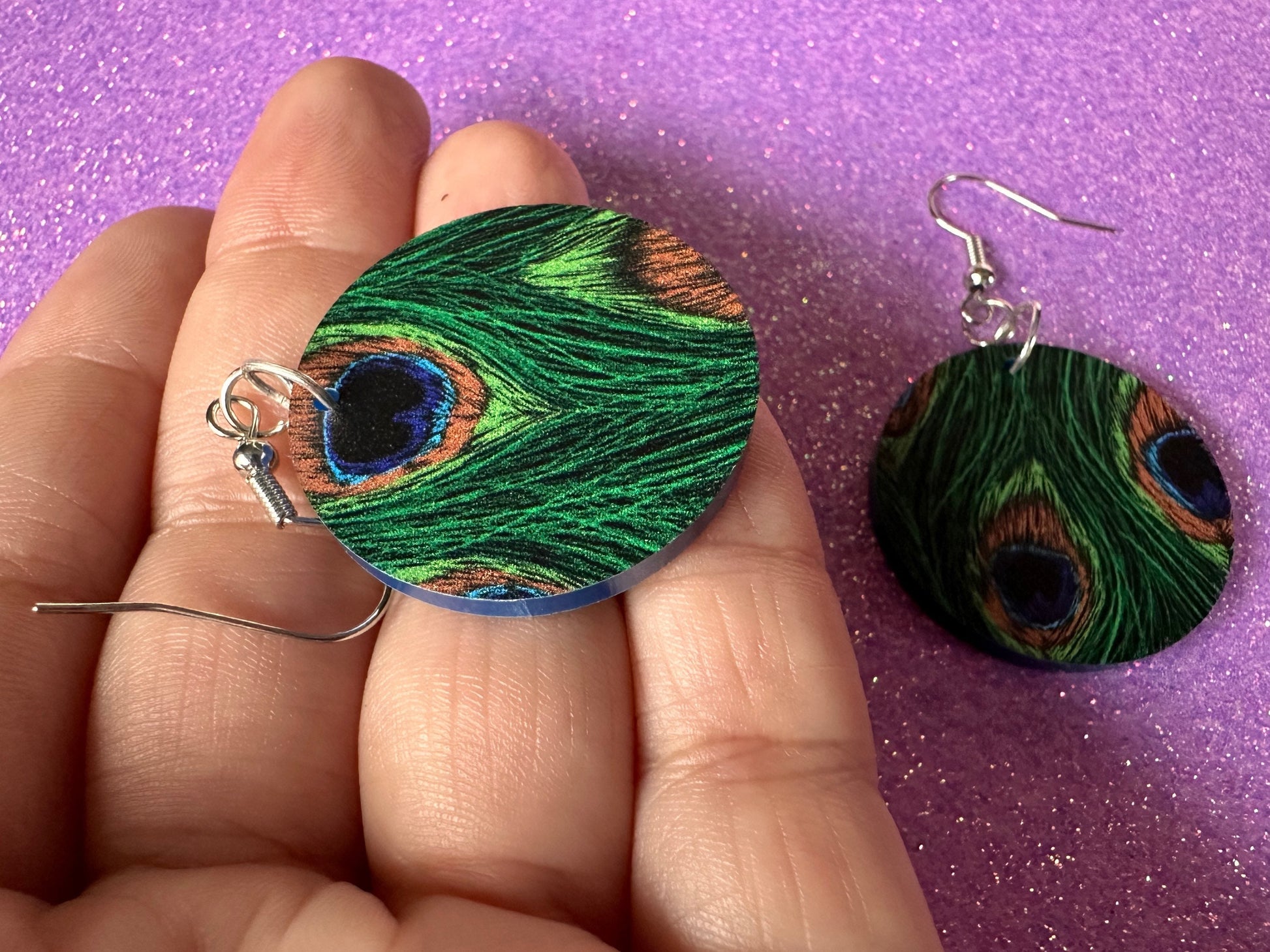 Peacock Feather Earrings: Laser Cut Acrylic Peacocks, Colorful Birds, Flamboyant, Novelty Earrings, Maximalism, Best Gifts for Her/Him/Them