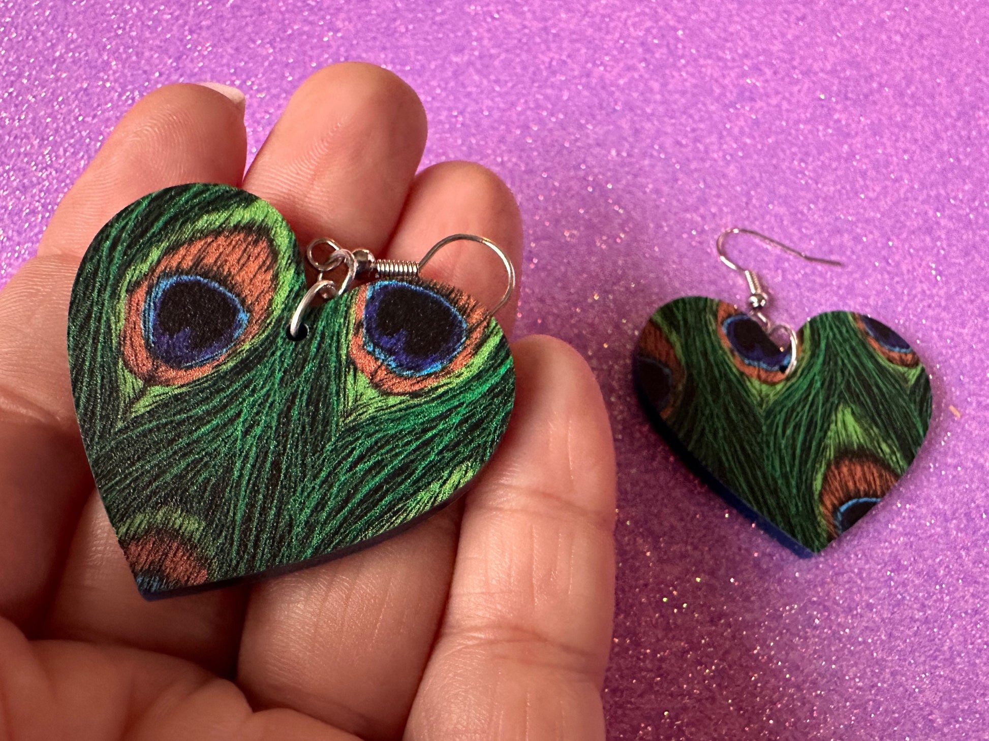 Peacock Feather Earrings: Laser Cut Acrylic Peacocks, Colorful Birds, Flamboyant, Novelty Earrings, Maximalism, Best Gifts for Her/Him/Them