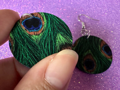 Peacock Feather Earrings: Laser Cut Acrylic Peacocks, Colorful Birds, Flamboyant, Novelty Earrings, Maximalism, Best Gifts for Her/Him/Them