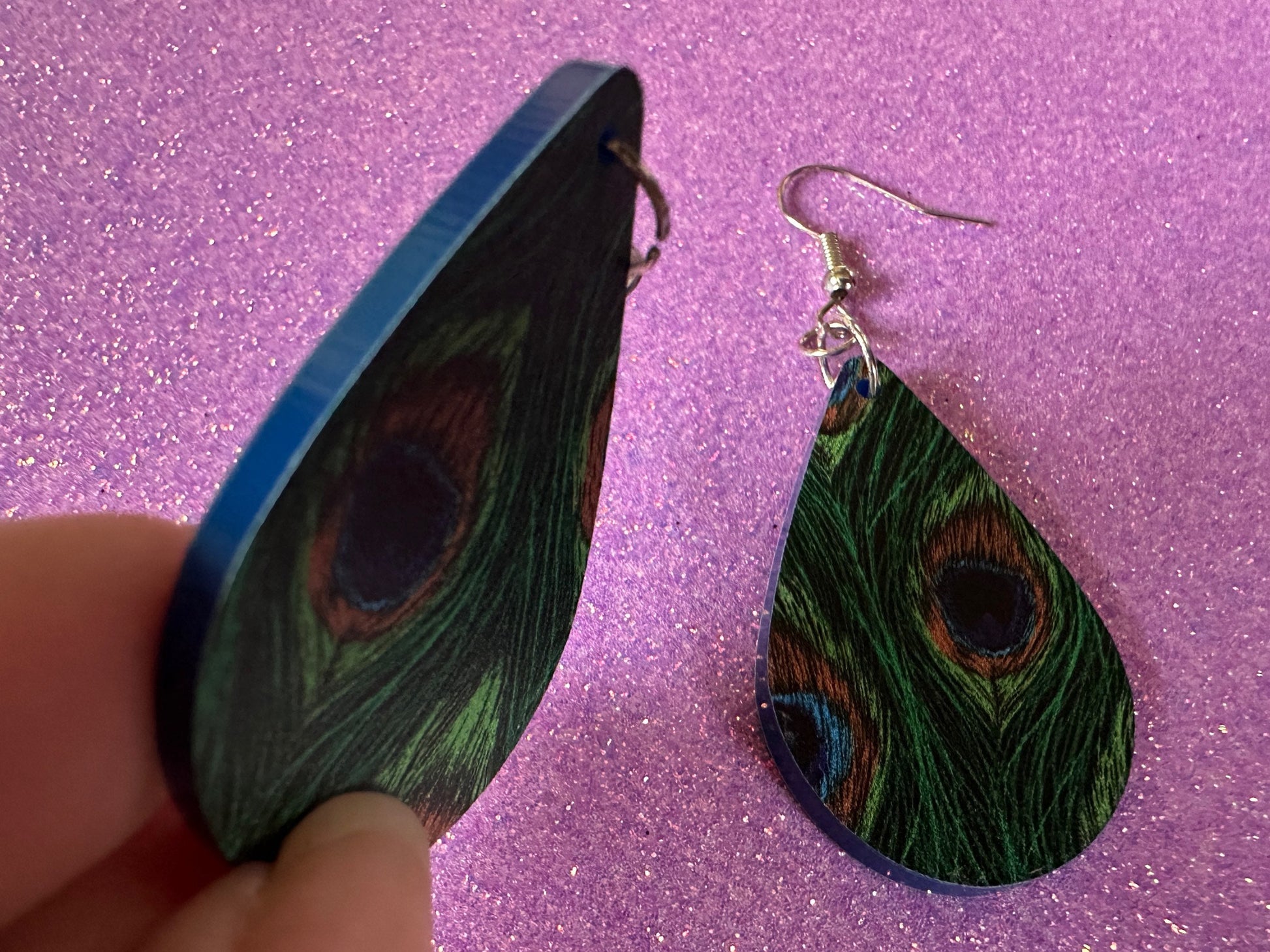 Peacock Feather Earrings: Laser Cut Acrylic Peacocks, Colorful Birds, Flamboyant, Novelty Earrings, Maximalism, Best Gifts for Her/Him/Them