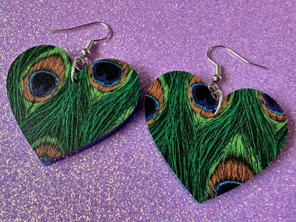 Peacock Feather Earrings: Laser Cut Acrylic Peacocks, Colorful Birds, Flamboyant, Novelty Earrings, Maximalism, Best Gifts for Her/Him/Them