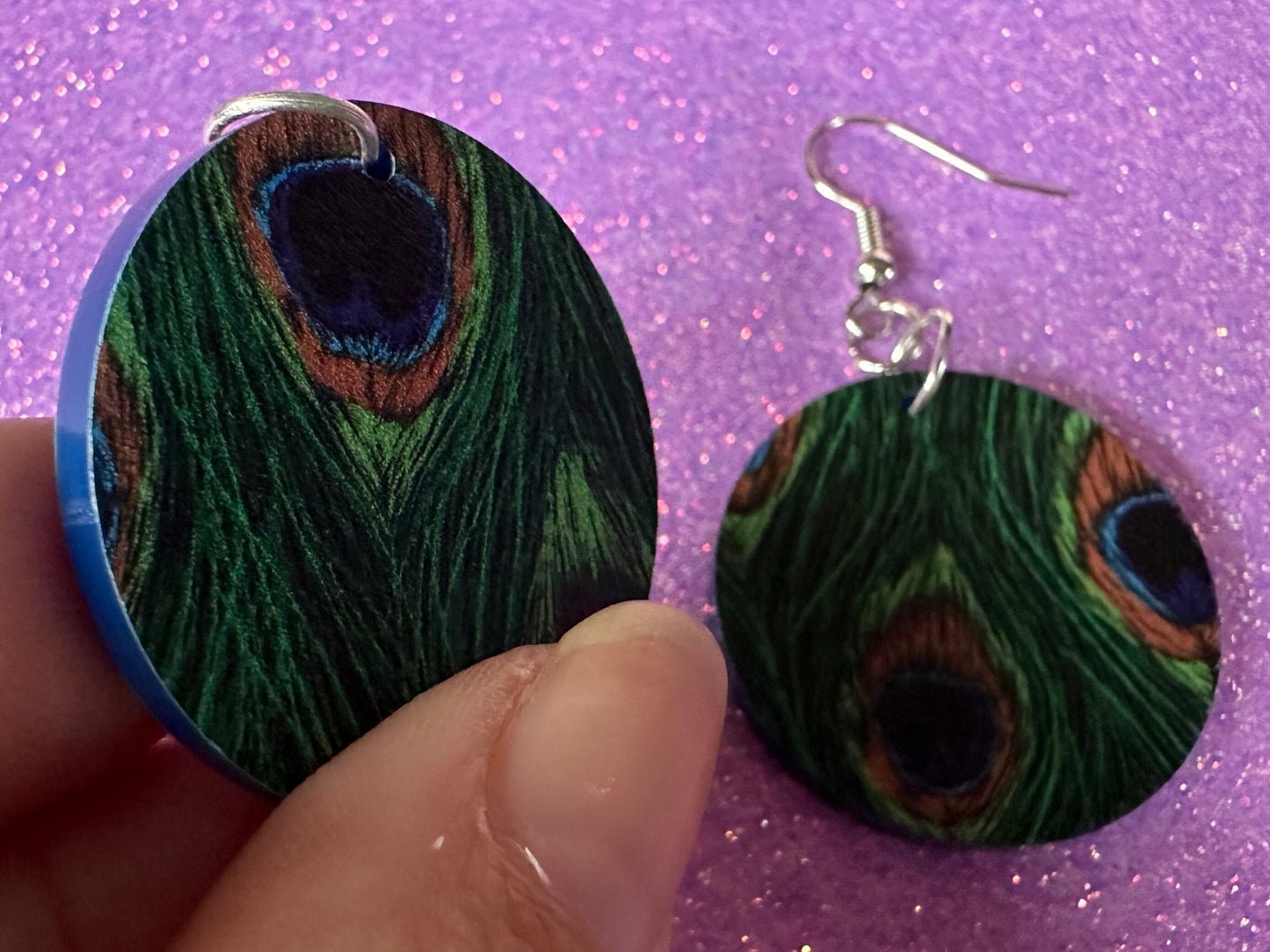 Peacock Feather Earrings: Laser Cut Acrylic Peacocks, Colorful Birds, Flamboyant, Novelty Earrings, Maximalism, Best Gifts for Her/Him/Them