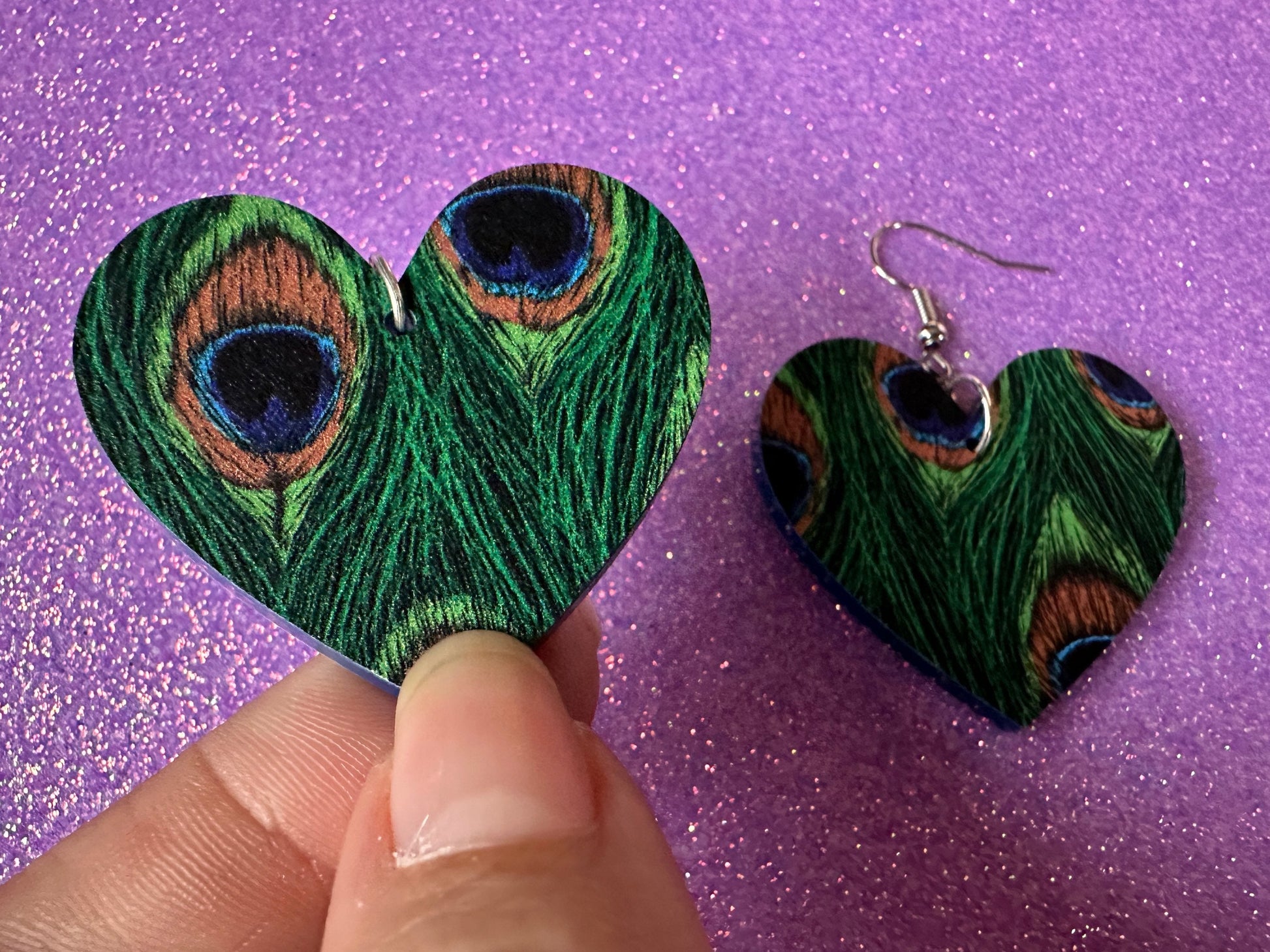 Peacock Feather Earrings: Laser Cut Acrylic Peacocks, Colorful Birds, Flamboyant, Novelty Earrings, Maximalism, Best Gifts for Her/Him/Them
