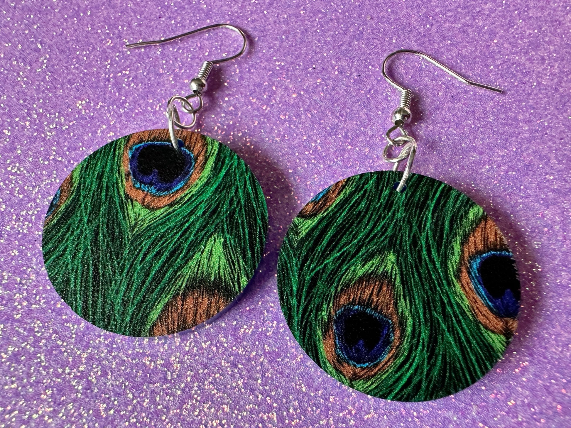 Peacock Feather Earrings: Laser Cut Acrylic Peacocks, Colorful Birds, Flamboyant, Novelty Earrings, Maximalism, Best Gifts for Her/Him/Them