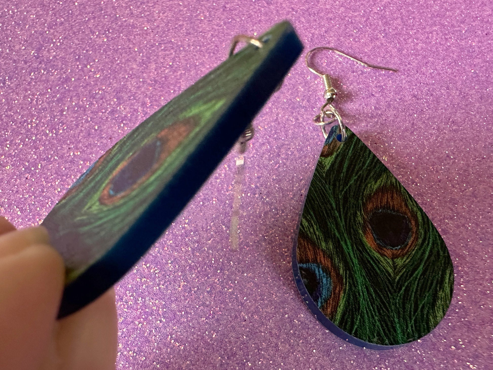 Peacock Feather Earrings: Laser Cut Acrylic Peacocks, Colorful Birds, Flamboyant, Novelty Earrings, Maximalism, Best Gifts for Her/Him/Them