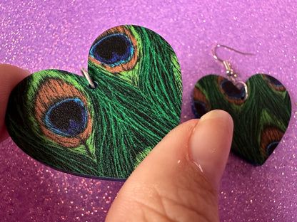 Peacock Feather Earrings: Laser Cut Acrylic Peacocks, Colorful Birds, Flamboyant, Novelty Earrings, Maximalism, Best Gifts for Her/Him/Them