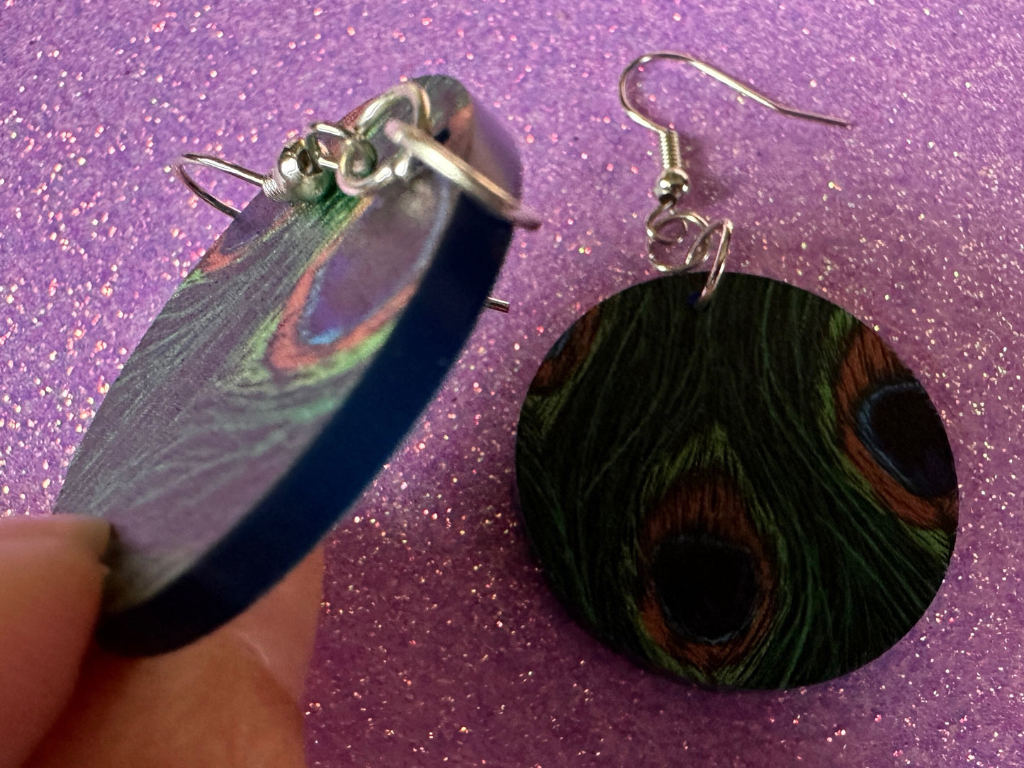 Peacock Feather Earrings: Laser Cut Acrylic Peacocks, Colorful Birds, Flamboyant, Novelty Earrings, Maximalism, Best Gifts for Her/Him/Them