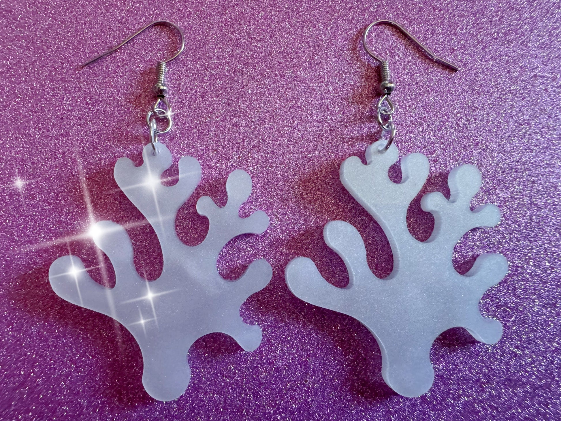 Pearlescent Coral Earrings: Laser Cut Acrylic Corals, Ocean, Beach, Reef Diver, Pearl, Reefs, Sea Creatures, Best Gifts for Her/Him/Them