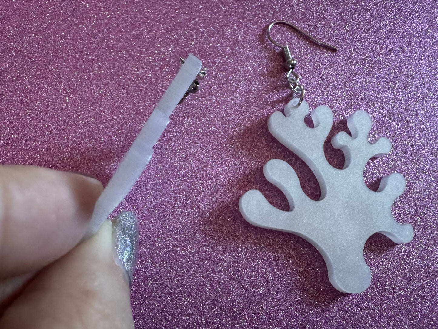 Pearlescent Coral Earrings: Laser Cut Acrylic Corals, Ocean, Beach, Reef Diver, Pearl, Reefs, Sea Creatures, Best Gifts for Her/Him/Them