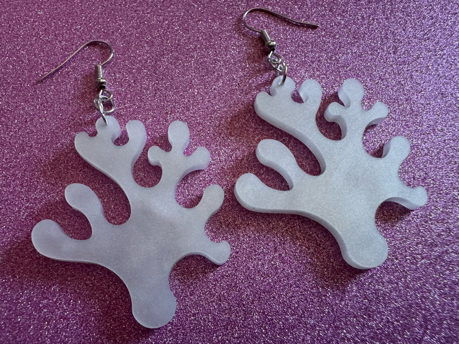 Pearlescent Coral Earrings: Laser Cut Acrylic Corals, Ocean, Beach, Reef Diver, Pearl, Reefs, Sea Creatures, Best Gifts for Her/Him/Them