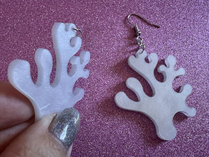 Pearlescent Coral Earrings: Laser Cut Acrylic Corals, Ocean, Beach, Reef Diver, Pearl, Reefs, Sea Creatures, Best Gifts for Her/Him/Them