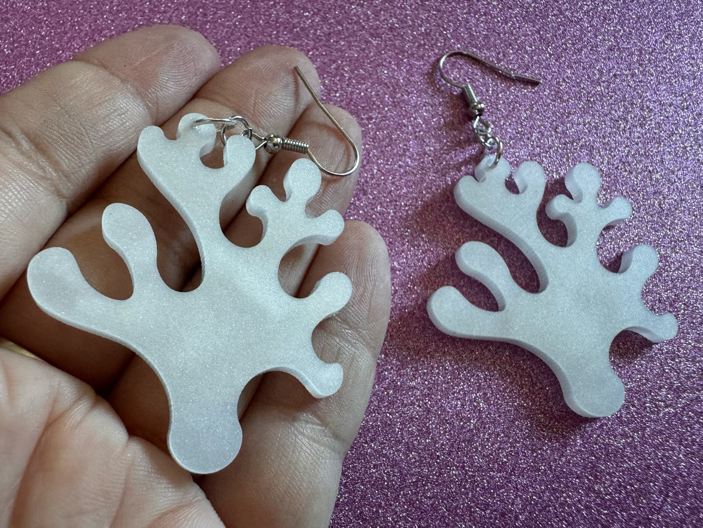 Pearlescent Coral Earrings: Laser Cut Acrylic Corals, Ocean, Beach, Reef Diver, Pearl, Reefs, Sea Creatures, Best Gifts for Her/Him/Them