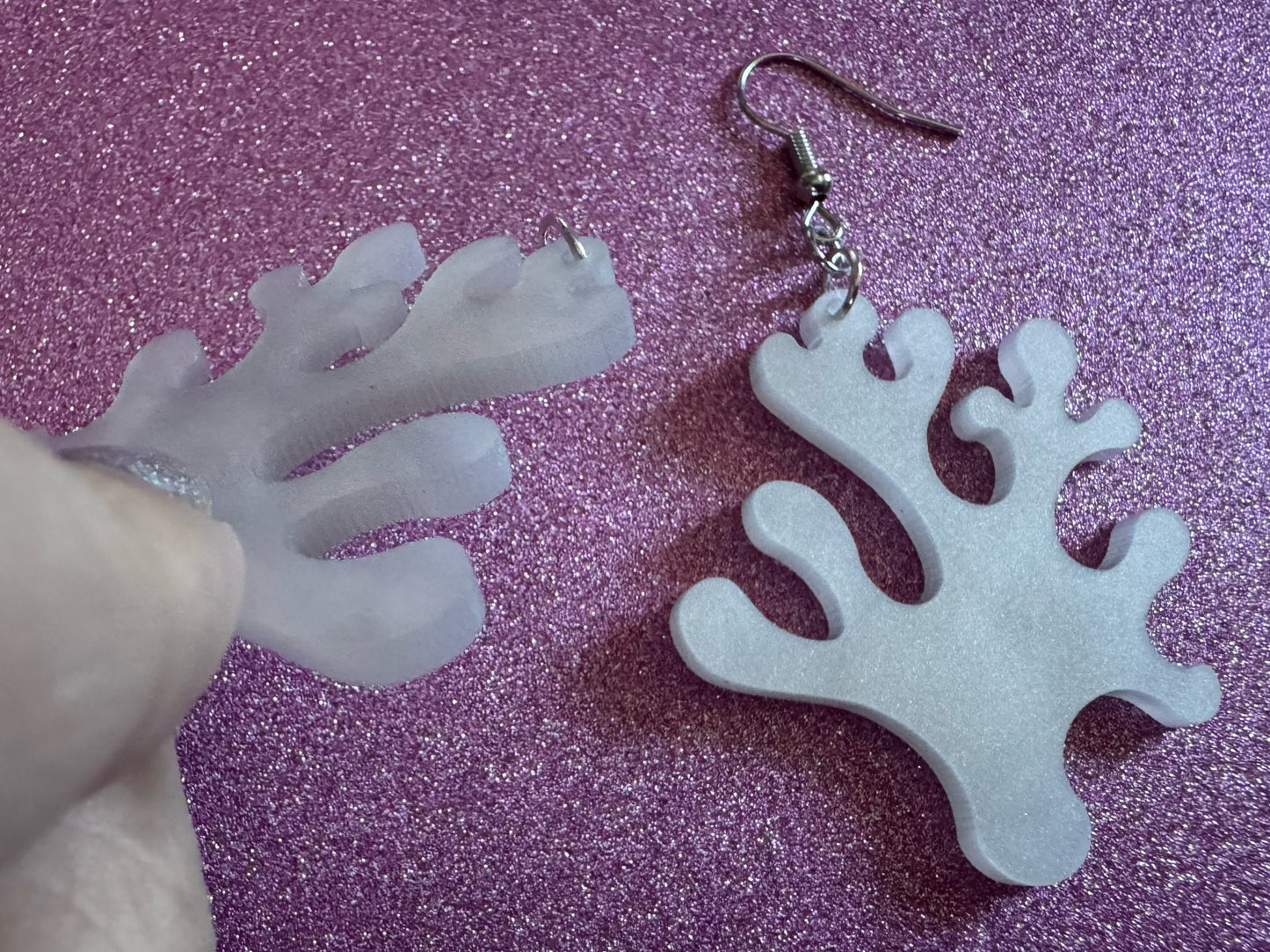 Pearlescent Coral Earrings: Laser Cut Acrylic Corals, Ocean, Beach, Reef Diver, Pearl, Reefs, Sea Creatures, Best Gifts for Her/Him/Them
