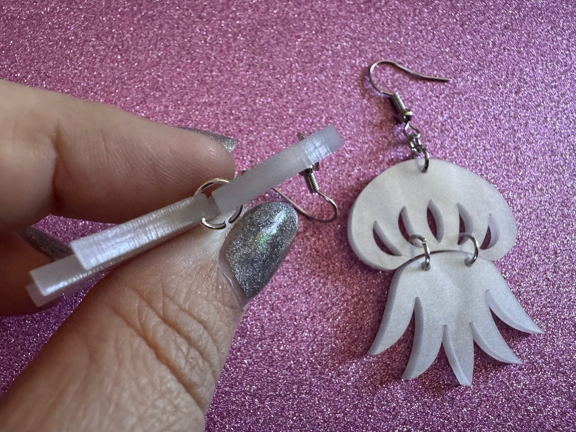 Pearlescent Jelly Fish Earrings: Laser Cut Acrylic Jellies, Ocean, Beach, Octopus, Mollusks, Sea Creature, Best Gifts for Her/Him/Them