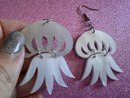 Pearlescent Jelly Fish Earrings: Laser Cut Acrylic Jellies, Ocean, Beach, Octopus, Mollusks, Sea Creature, Best Gifts for Her/Him/Them